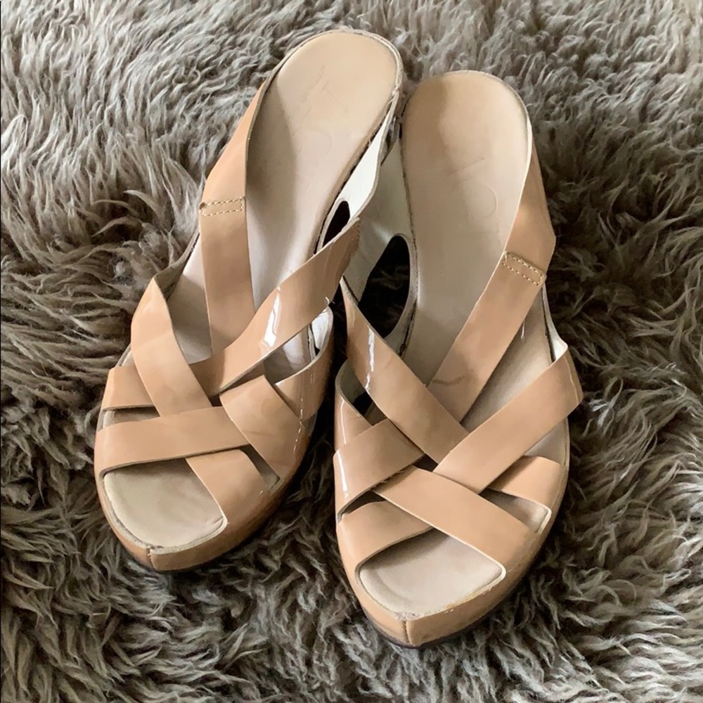 Nude strappy heels